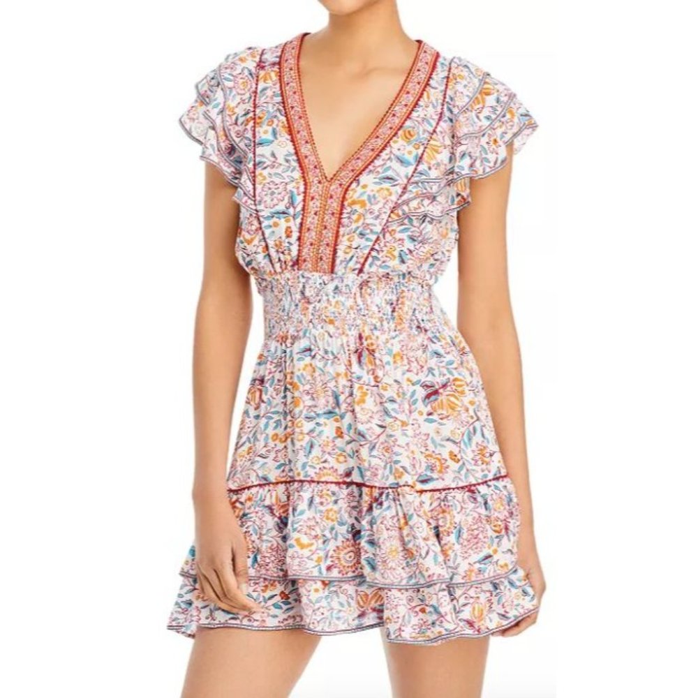 NWT Poupette St Barth Camila Floral Mini Dress-sz Medium - Picture 2 of 12